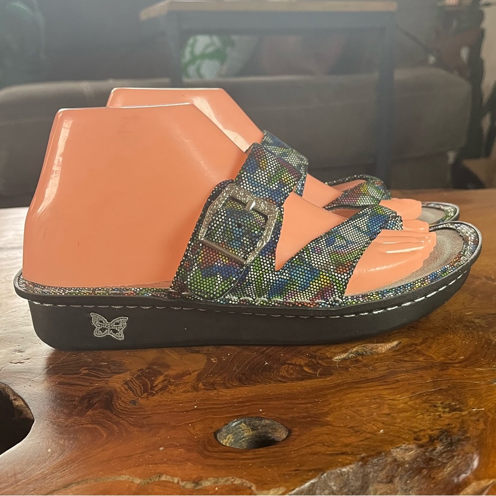 Alegria Valentina Thong Slide Sandals Size 37 Multicolor Comfort Footbed